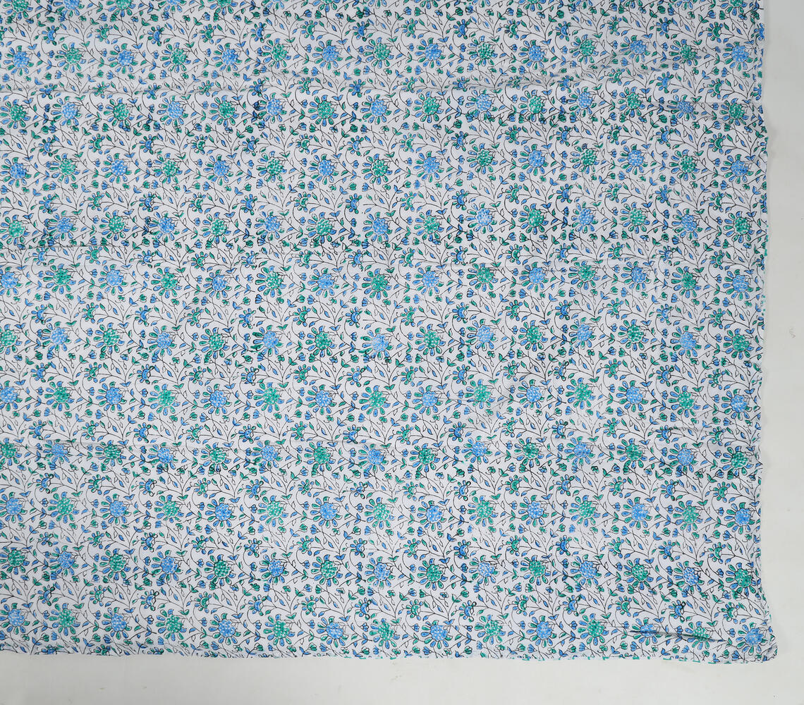 Hand Block Printed Reversible Floral Cotton Quilt