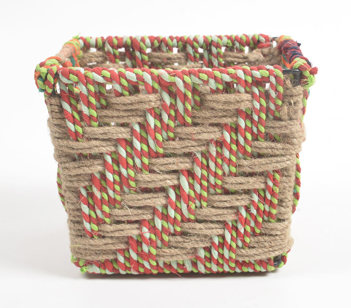 Boho Handwoven Twill Patterned Storage Basket