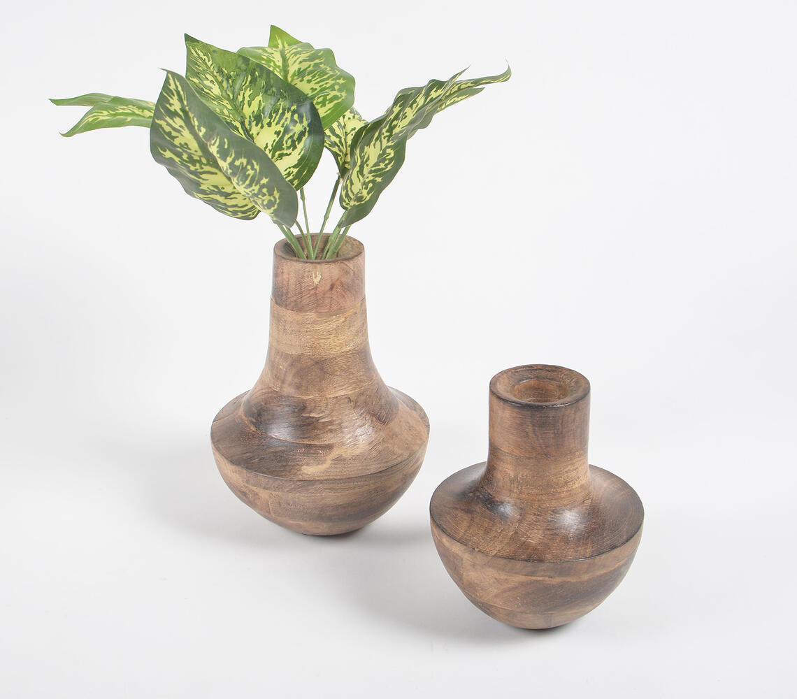 Earthy Wooden Vases (Set of 2)