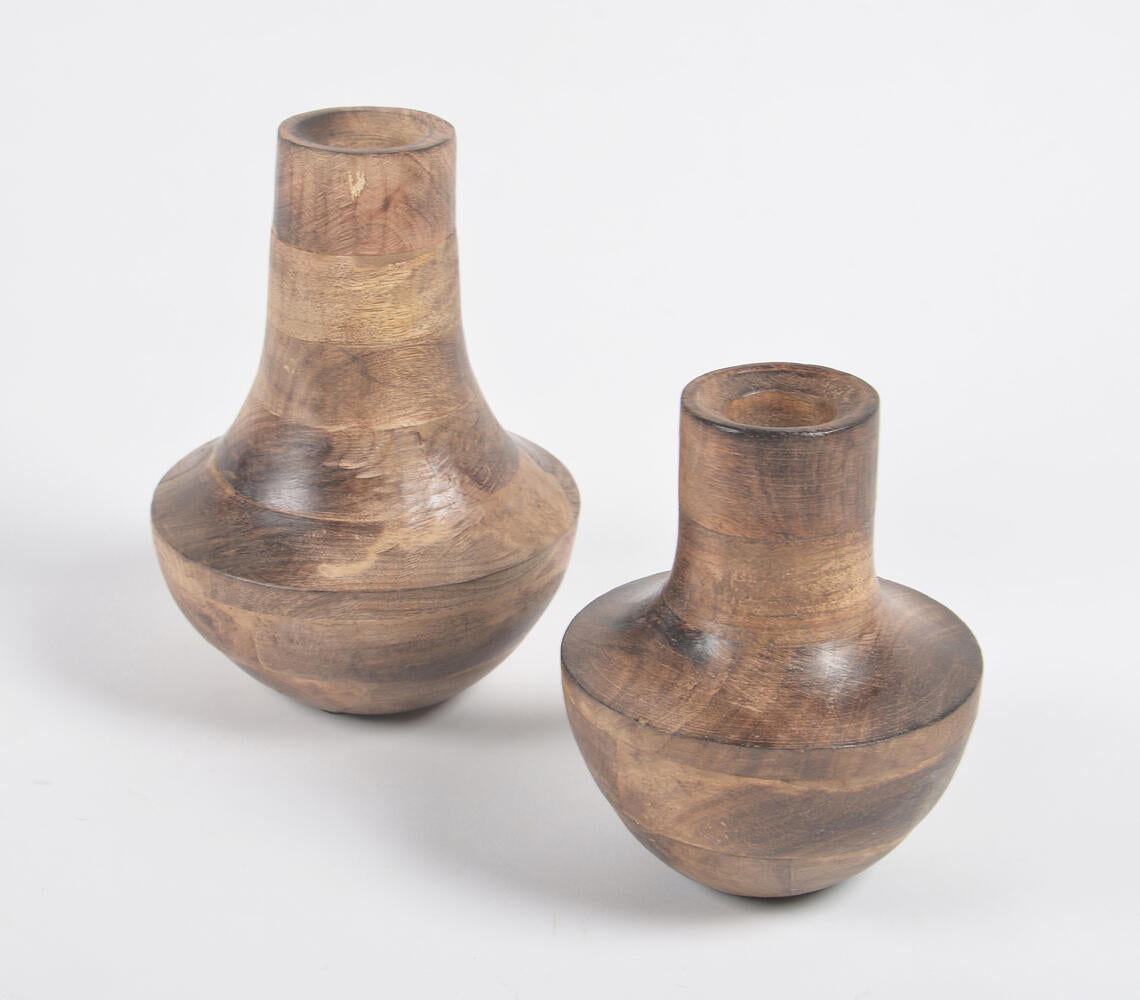 Earthy Wooden Vases (Set of 2)