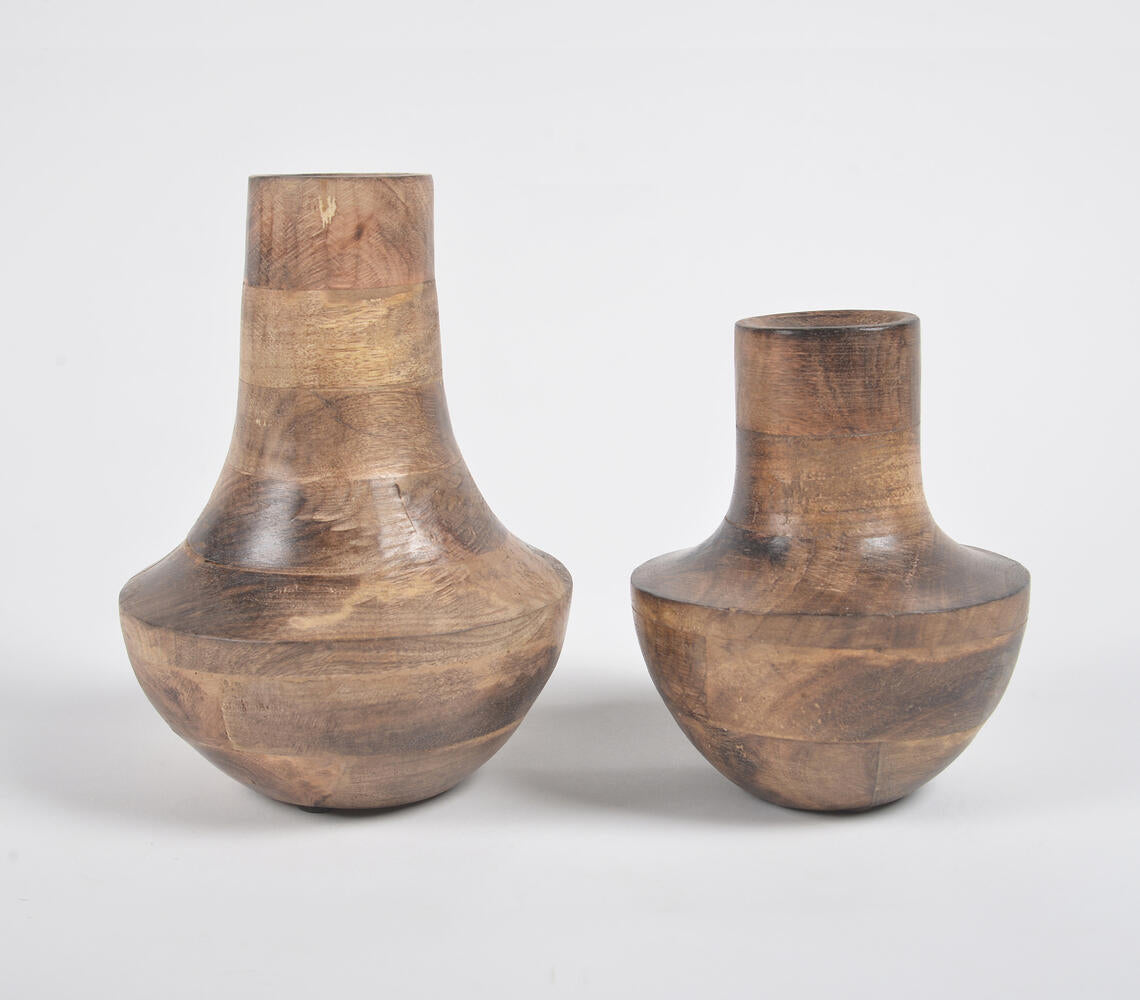 Earthy Wooden Vases (Set of 2)