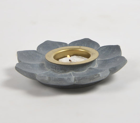 Statement Lotus Leaf Soapstone Tea Light Holder