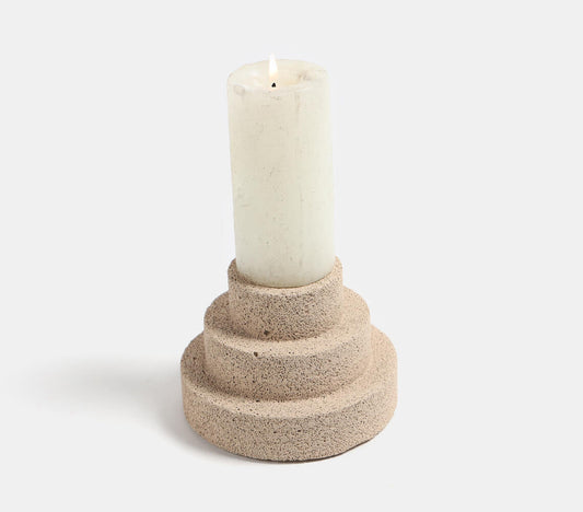 Recycled Concrete Tiered-Pedestal Candle Stand