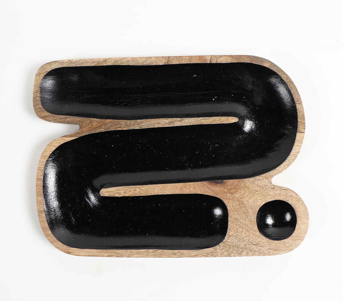 Hand Carved N-Shaped Black Wooden Platter