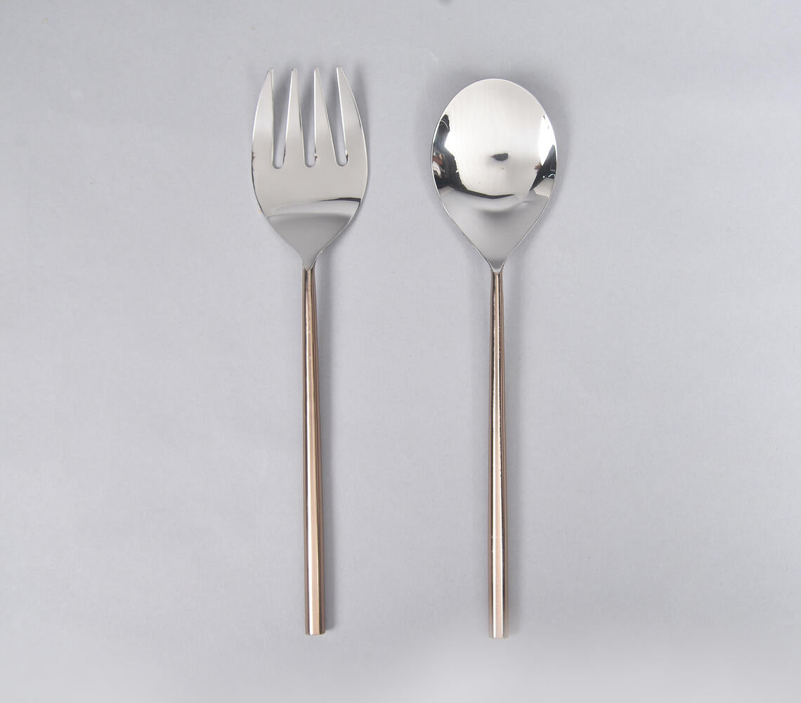 Silver & Rose-Gold-Toned Stainless Steel Salad Cutlery (Set of 2)