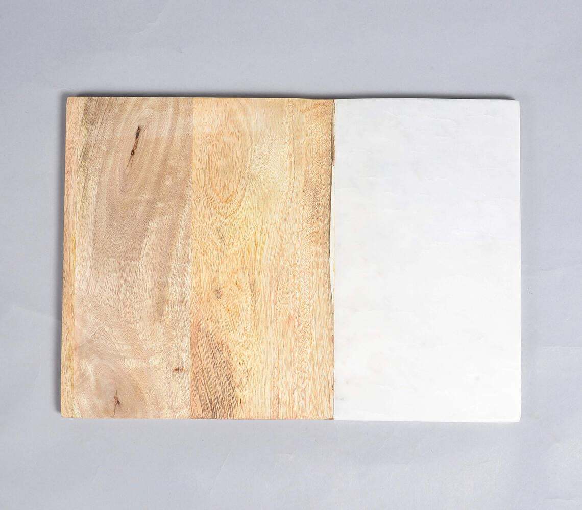 Colorblock White Stone & Wood Chopping Board