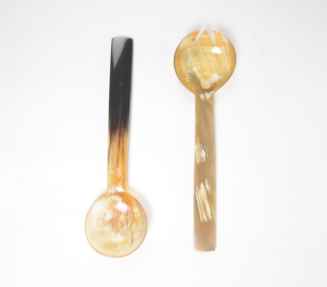 Hand Cut Recycled Horn Salad Servers (set of 2)