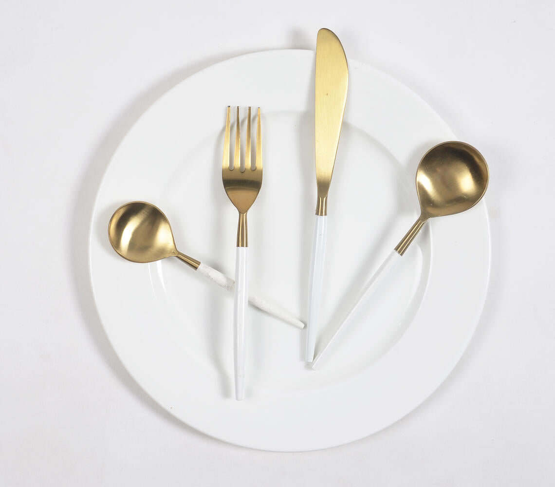 Ivory Enamelled Stainless Steel Cutlery Set