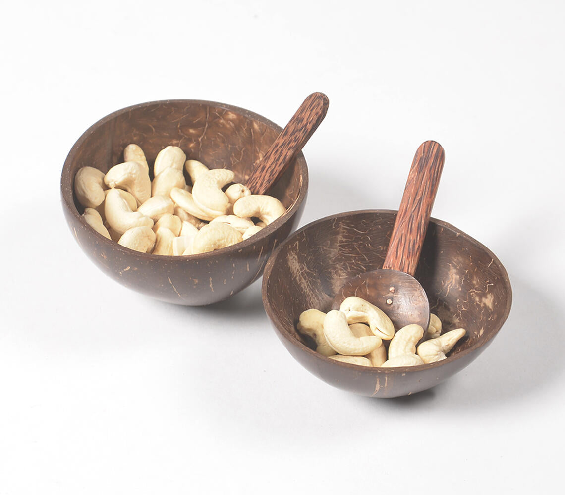 Eco-friendly Coconut Shell Bowls & Spoons (Set of 2)