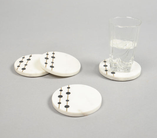 Inlaid & Hand Cut Marble Coasters (Set of 4)