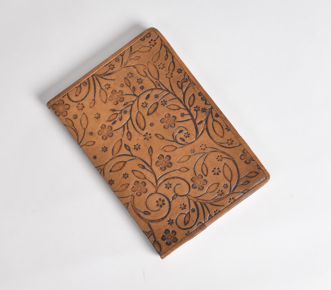 Floral Embossed Leather Diary